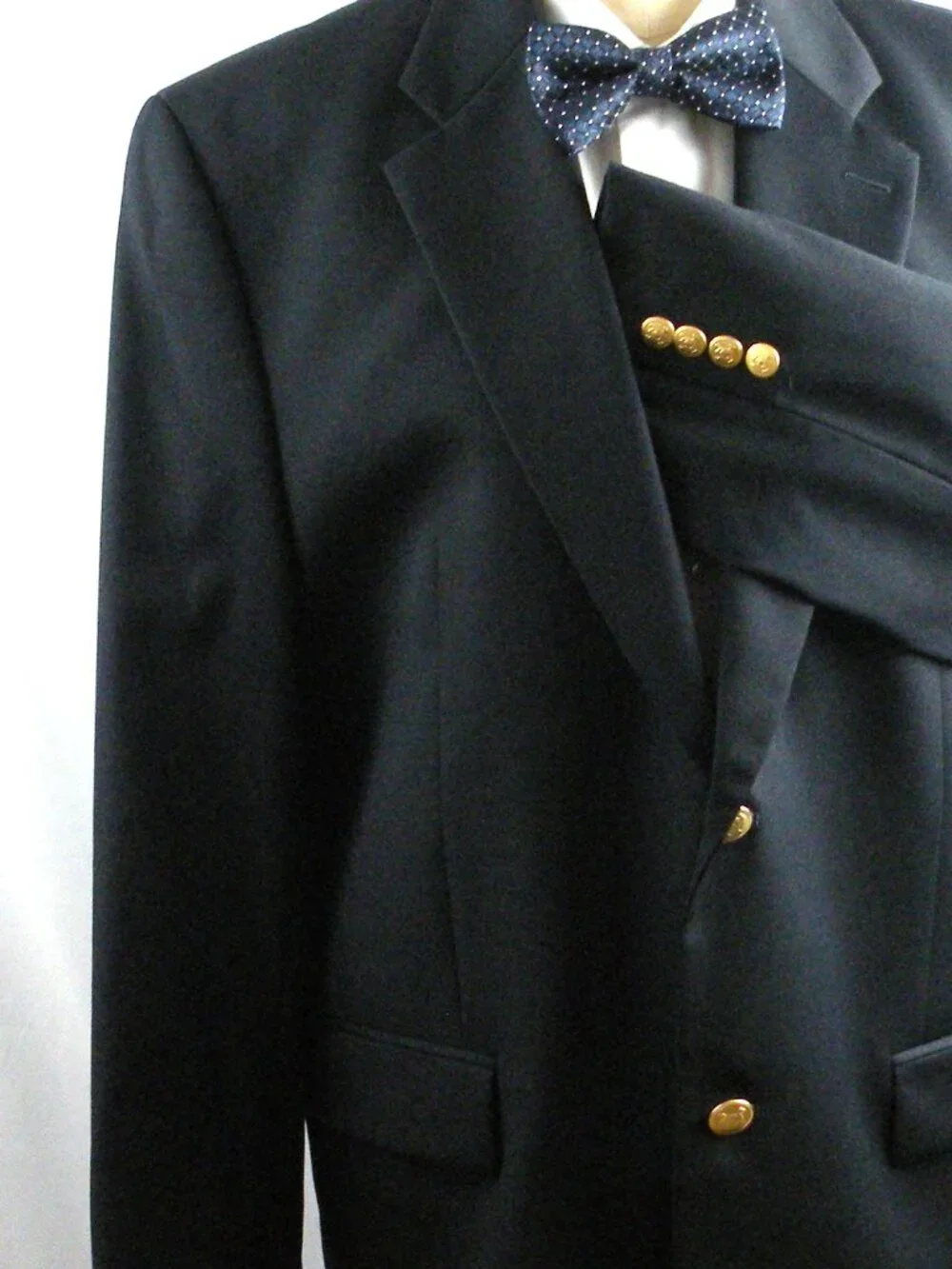 RALPH LAUREN Navy Wool Blazer Gold Crest Buttons Preppy Size 40R/42R